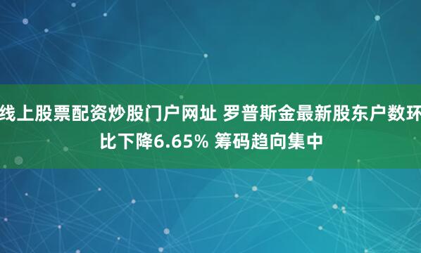 线上股票配资炒股门户网址 罗普斯金最新股东户数环比下降6.65% 筹码趋向集中