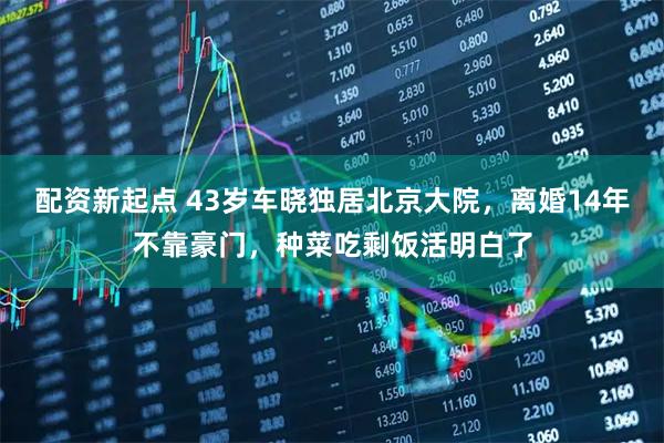 配资新起点 43岁车晓独居北京大院，离婚14年不靠豪门，种菜吃剩饭活明白了