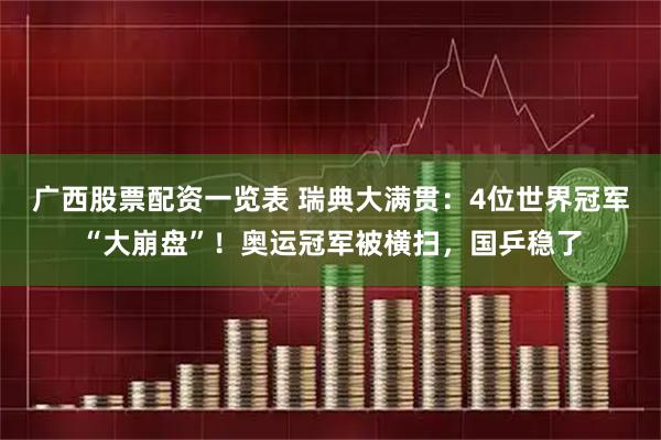 广西股票配资一览表 瑞典大满贯：4位世界冠军“大崩盘”！奥运冠军被横扫，国乒稳了